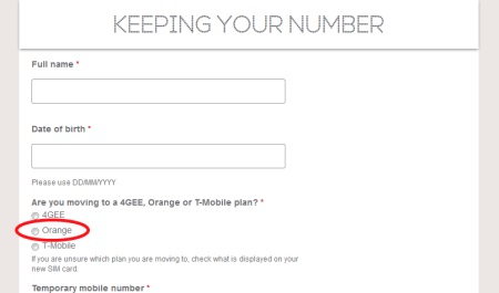 Providing your PAC Code to Orange