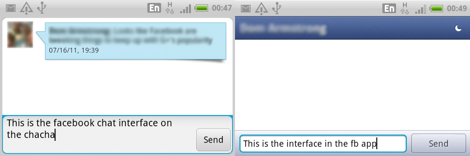 HTC ChaCha - Facebook Chat