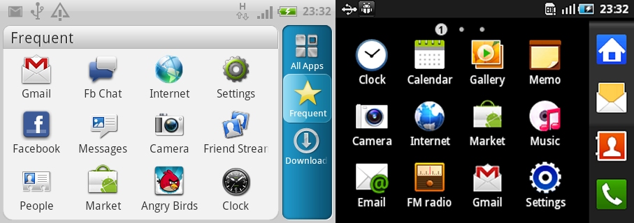 HTC ChaCha and Samsung Galaxy Pro - App List