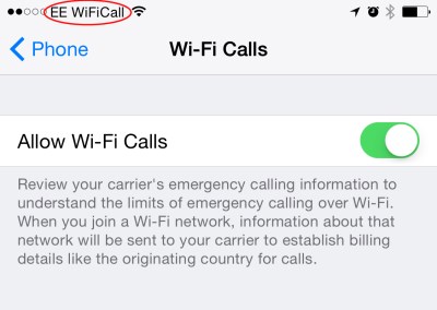 iPhone on EE Wi-Fi Calling