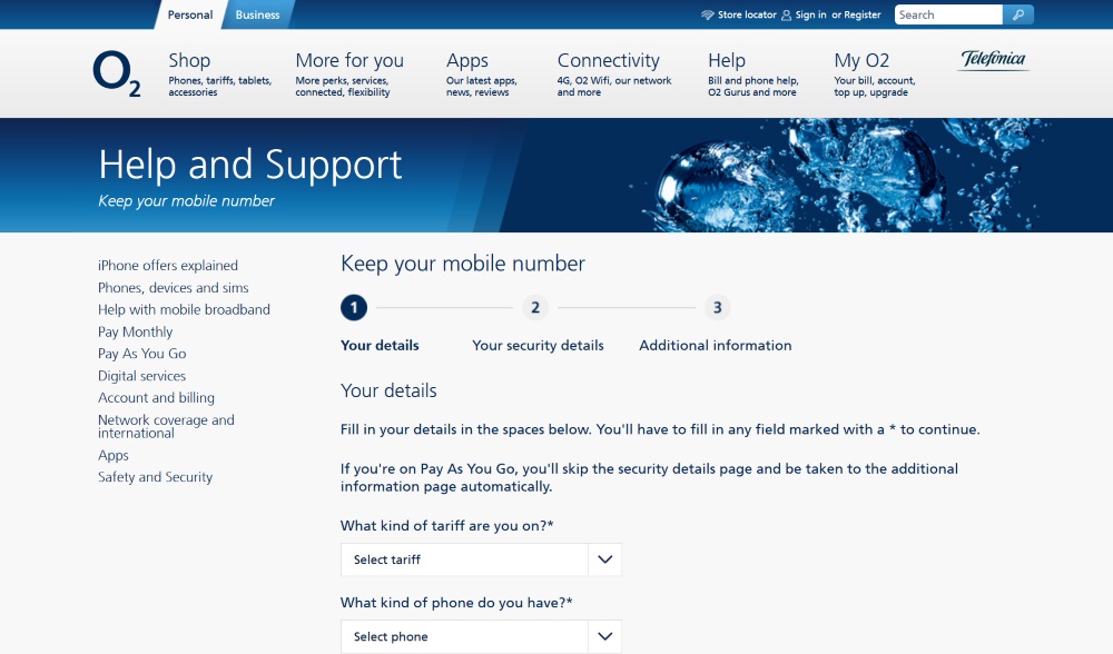 how to transfer my three number to o2