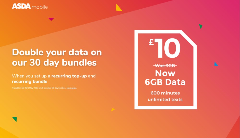ASDA Mobile’s Double Data Offer 6GB Of Data For £10/Month LaptrinhX
