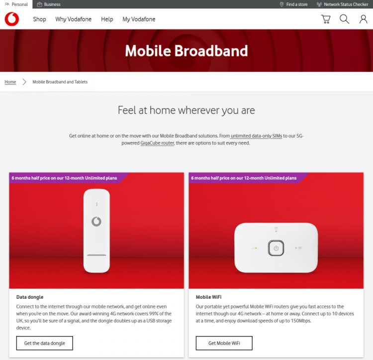 vodafone mobile broadband sim