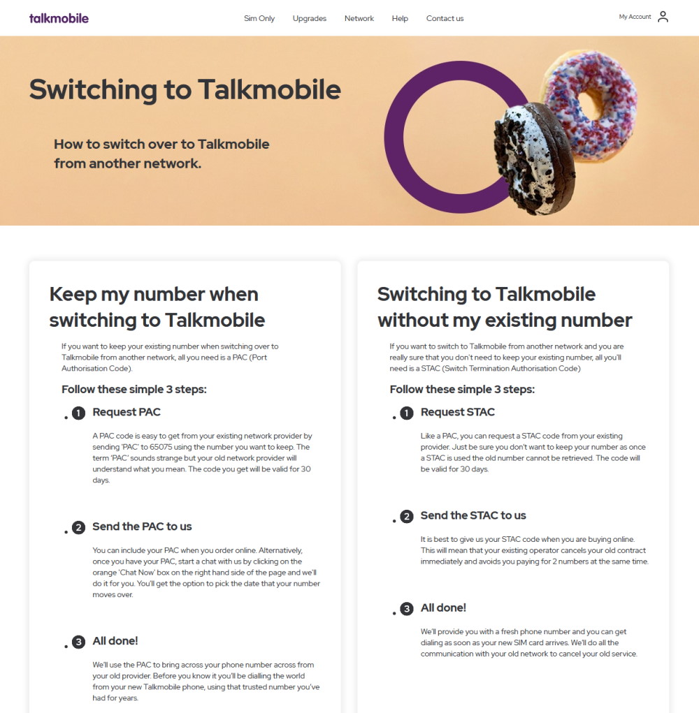 Talkmobile PAC Code Keep Your Number Change Network