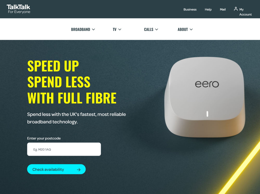 TalkTalk Full Fibre Broadband Fibre 150, 500 & 900 Plans With eero 6