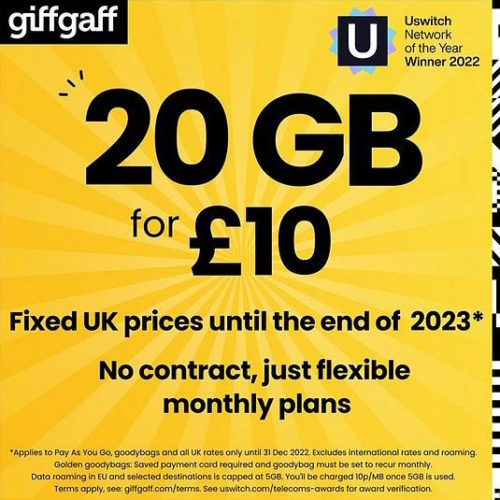 Giffgaff SIM Only Plans: Flexible Goodybag Deals With O2 Coverage