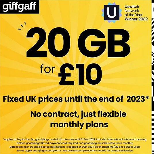 giffgaff SIM Only Plans Flexible Goodybag Deals With O2 Coverage