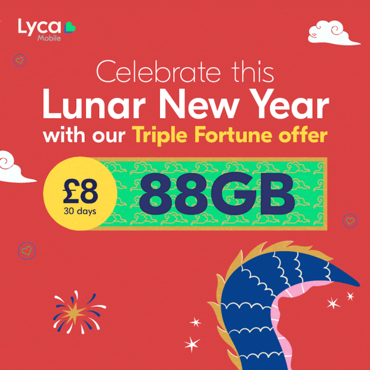 Lyca Mobile 88GB for £8 SIM Triple Fortune SIM Card Deal